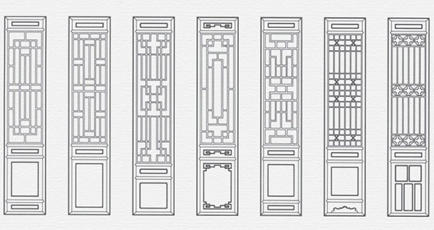 王下乡常用中式仿古花窗图案隔断设计图